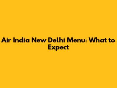 Air India New Delhi Menu: What to Expect