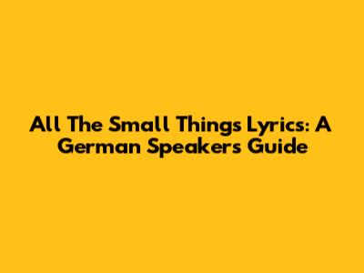 All The Small Things Lyrics: A German Speaker's Guide