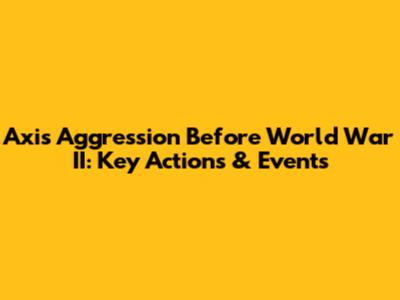 Axis Aggression Before World War II: Key Actions & Events