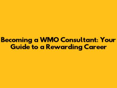 Becoming a WMO Consultant: Your Guide to a Rewarding Career