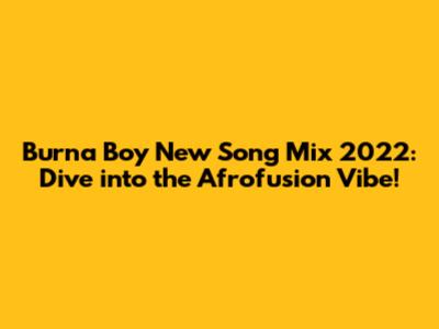 Burna Boy New Song Mix 2022: Dive into the Afrofusion Vibe!