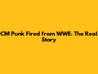 CM Punk Fired from WWE: The Real Story