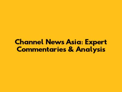 Channel News Asia: Expert Commentaries & Analysis