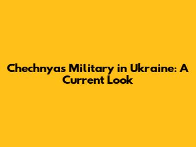 Chechnya's Military in Ukraine: A Current Look