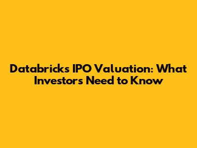Databricks IPO Valuation: What Investors Need to Know