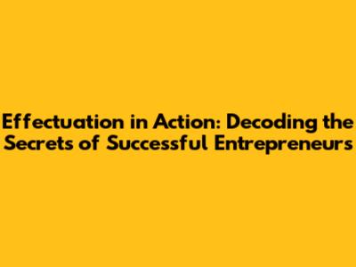Effectuation in Action: Decoding the Secrets of Successful Entrepreneurs