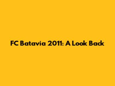 FC Batavia 2011: A Look Back