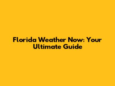 Florida Weather Now: Your Ultimate Guide