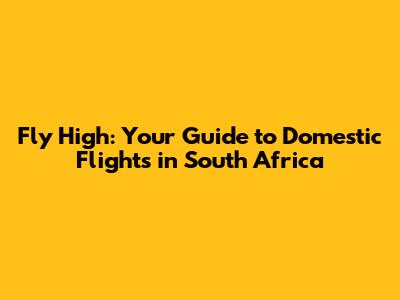 Fly High: Your Guide to Domestic Flights in South Africa