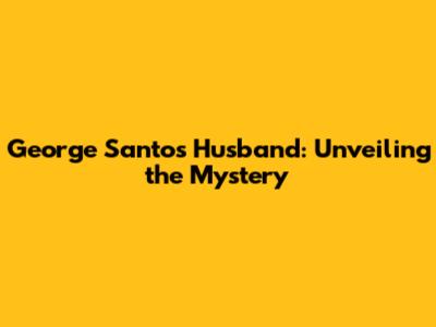 George Santos' Husband: Unveiling the Mystery