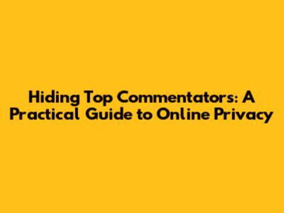 Hiding Top Commentators: A Practical Guide to Online Privacy