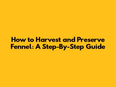 How to Harvest and Preserve Fennel: A Step-By-Step Guide