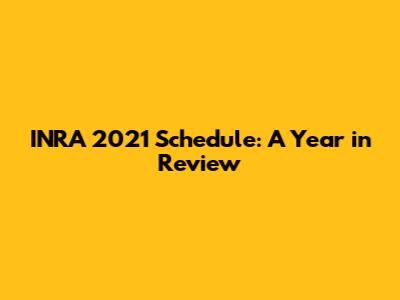 INRA 2021 Schedule: A Year in Review