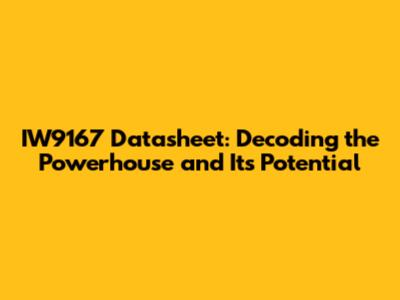IW9167 Datasheet: Decoding the Powerhouse and Its Potential