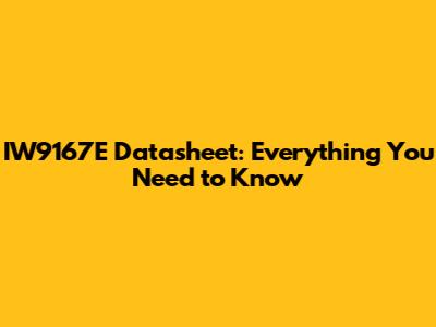 IW9167E Datasheet: Everything You Need to Know