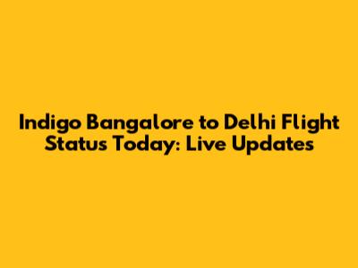 Indigo Bangalore to Delhi Flight Status Today: Live Updates