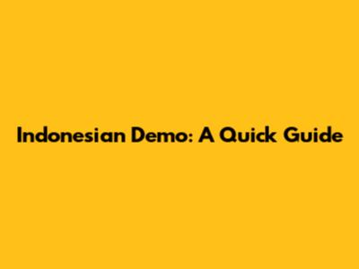 Indonesian Demo: A Quick Guide