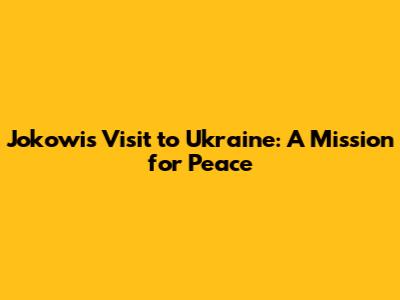 Jokowi's Visit to Ukraine: A Mission for Peace