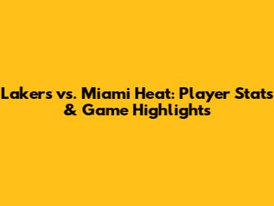 Lakers vs. Miami Heat: Player Stats & Game Highlights