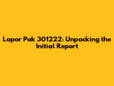 Lapor Pak 301222: Unpacking the Initial Report