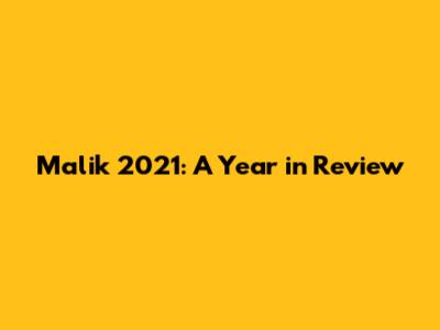 Malik 2021: A Year in Review