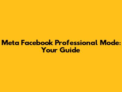 Meta Facebook Professional Mode: Your Guide