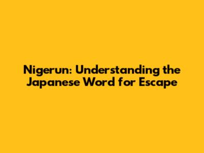 Nigerun: Understanding the Japanese Word for Escape