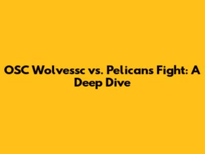 OSC Wolvessc vs. Pelicans Fight: A Deep Dive