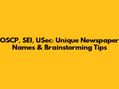 OSCP, SEI, USec: Unique Newspaper Names & Brainstorming Tips