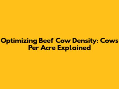 Optimizing Beef Cow Density: Cows Per Acre Explained