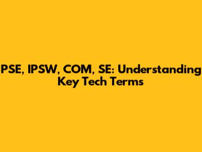PSE, IPSW, COM, SE: Understanding Key Tech Terms