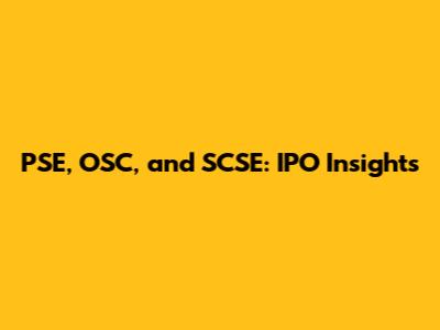 PSE, OSC, and SCSE: IPO Insights