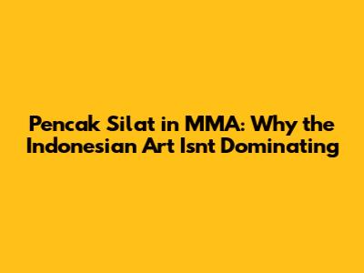 Pencak Silat in MMA: Why the Indonesian Art Isn't Dominating