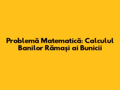 Problemă Matematică: Calculul Banilor Rămași ai Bunicii