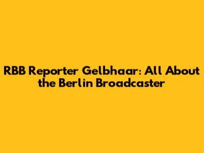 RBB Reporter Gelbhaar: All About the Berlin Broadcaster