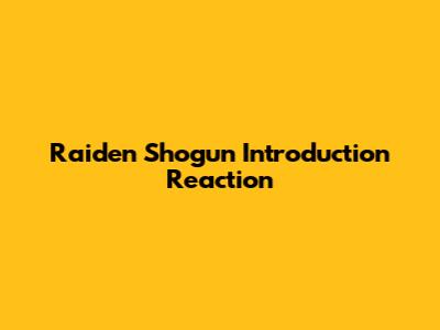 Raiden Shogun Introduction Reaction