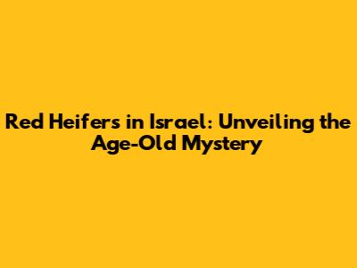 Red Heifers in Israel: Unveiling the Age-Old Mystery