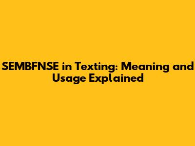 SEMBFNSE in Texting: Meaning and Usage Explained