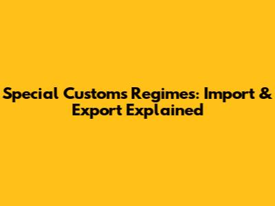 Special Customs Regimes: Import & Export Explained