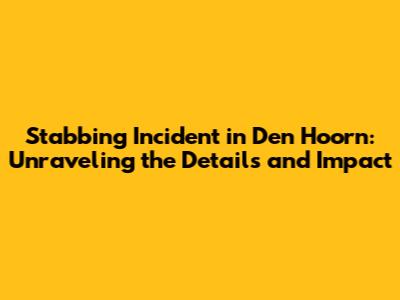 Stabbing Incident in Den Hoorn: Unraveling the Details and Impact