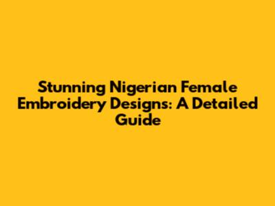 Stunning Nigerian Female Embroidery Designs: A Detailed Guide