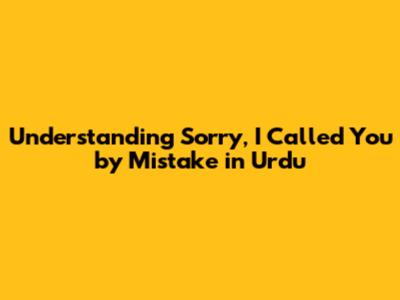 Understanding 'Sorry, I Called You by Mistake' in Urdu