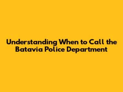 Understanding When to Call the Batavia Police Department