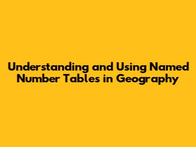 Understanding and Using Named Number Tables in Geography