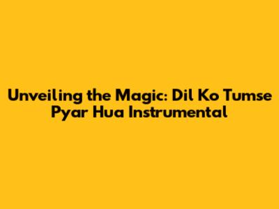 Unveiling the Magic: 'Dil Ko Tumse Pyar Hua' Instrumental