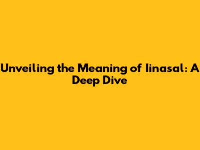 Unveiling the Meaning of Iinasal: A Deep Dive