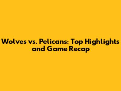 Wolves vs. Pelicans: Top Highlights and Game Recap
