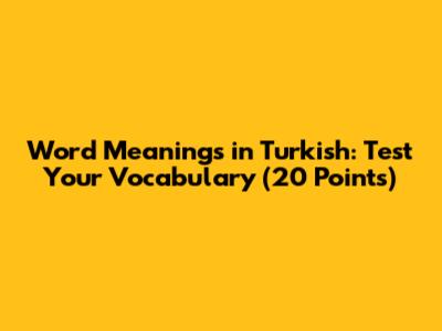 Word Meanings in Turkish: Test Your Vocabulary (20 Points)