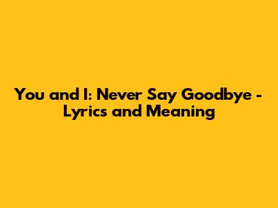 You and I: Never Say Goodbye - Lyrics and Meaning
