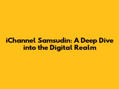 iChannel Samsudin: A Deep Dive into the Digital Realm